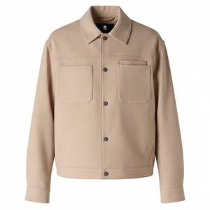 Veste cintrée en similicuir pour homme, couleur beige, design moderne, tissu de haute qualité et détails de poches élégants - Product Image 1