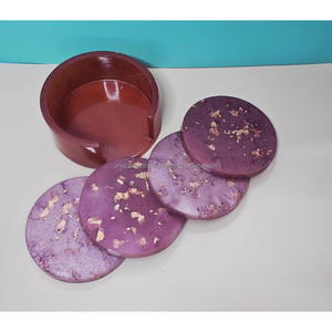 Sous-verres de couleur contrastée en résine de qualité supérieure faits à la main verres artistiques à deux tons élégant moderne décor de table produits en résine - Product Image 4