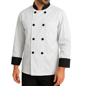 Nouvelle veste de chef à manches longues pour homme, tissu en coton uni, uniforme de restaurant, vêtements de travail pour serveurs, prix bas - Product Image 3