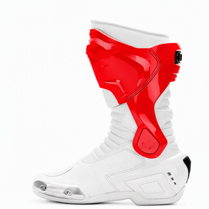 Bottes de moto en cuir microfibre, semelle extérieure en caoutchouc, fermeture éclair latérale, résistantes à l'abrasion, équipement de protection pour motards, mi-mollet - Product Image 2