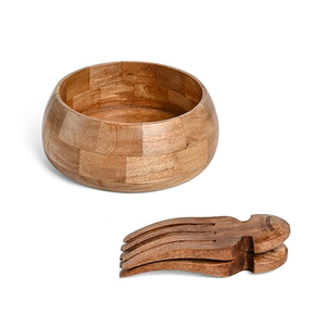 Bol à salade et de service en bois d'acacia éco-responsable fait main, moderne, pour fruits, idéal pour fêtes, mariages, cuisine, salle à manger FAIZA CRAFT - Product Image 4