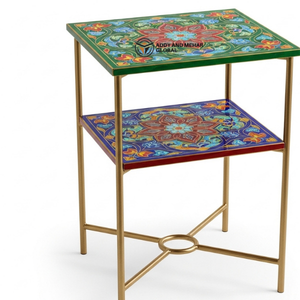 Designer Green Bone Inlay <b>Table</b> – Premium Handcrafted <b>Stool</b> <b>Table</b> for Interiors Ottomans - Product Image 6