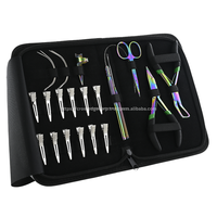 Kit d'outils pour extensions capillaires en acier inoxydable : Pince à micro-perles, Pince à sertir, Crochet de séparation, Aiguille à boucle, Aiguille à coudre 12