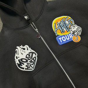 Sweat-shirts à capuche pour hommes personnalisés, effet délavé à l'acide, fermeture éclair, design oversize, coton de haute qualité 500 g/m², streetwear, fabricants de sweats à capuche pour hommes - Product Image 2