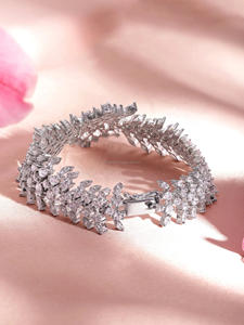 Luxurious Large Wide Wedding <b>Bracelet</b> with Lab Grown Diamond <b>Fashionable</b> Bridal Crystal Jewelry 10K/14K/18K Gold <b>Bracelet</b> - Product Image 3