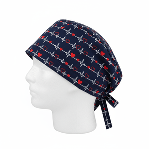 Gorro Quirúrgico con Diseño de Latido de Corazón para Hombres y Mujeres, con Botones y Banda Absorbente de Sudor, Ideal para Salones de Belleza, Chefs y Trabajo - Product Image 1