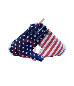 Flag Printed Custom Sublimation American Football Gloves Original Leather Full Finger <b>Hook</b> Loop Closure Waterproof Customizable - Product Image 1