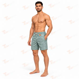<b>Men's</b> Geometric <b>Pattern</b> Board <b>Shorts</b> Mid Waist Drawstring Quick Dry Swim Trunks Casual Beach Wear Breathable <b>Men</b> Beach <b>Shorts</b> - Product Image 2