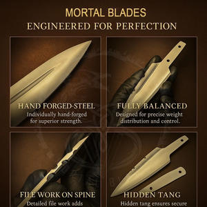 Hojas de acero inoxidable para cuchillos Sgian Dubh, para fabricación de cuchillos, con funda de cuero. - Product Image 2