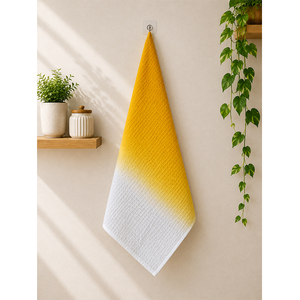 Essuie-tout de cuisine en coton gaufré ombré marron et blanc |   Essuie-tout texturé |   Serviette de toilette décorative réutilisable - Product Image 3