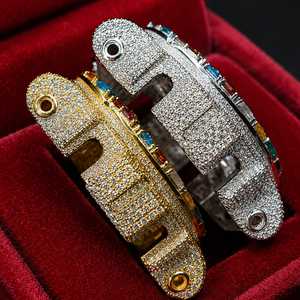Boîtier de montre GA6900 serti de pierres précieuses colorées, or et argent, bijoux hip-hop pour hommes et femmes, accessoires de montre - Product Image 4