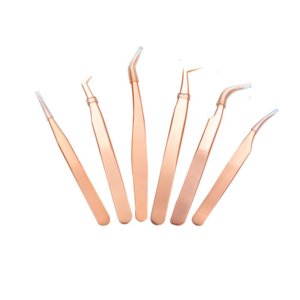 Pince à cils Royalty Series Or et Or Rose, en acier inoxydable, avec logo personnalisé, pour volume, avec étui en cuir - Product Image 1