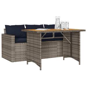 Conjunto de Comedor de Jardín de 3 Plazas en Poliratán Gris - Product Image 3