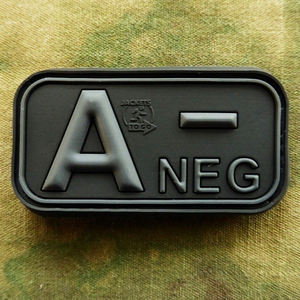 JACKETS TOCO 3D Embossed Rubber <b>Patch</b> A NEG Blood Type Rectangle <b>Sew</b>-<b>On</b> PVC <b>Patch</b> - Product Image 6