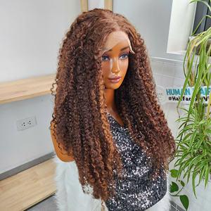 <b>Cheap</b> Ombre Dark Brown Burmese Curly Full Lace <b>Wig</b> Human Hair <b>Wigs</b> Raw Cuticle Aligned Lace Front <b>Wig</b> for Black Women - Product Image 2