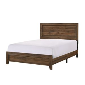 Letto a pannelli Queen Size in stile contemporaneo, bellissimo mobile da camera in legno con finitura marrone ciliegio, tessuto, 1 pezzo, di Style - Product Image 2