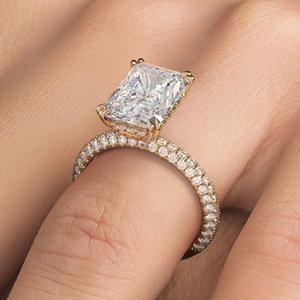 Bague de fiançailles et de mariage en diamant radiant cultivé en laboratoire certifié IGI, 4,75 carats, or jaune 14 carats, bijou cadeau pour fête - Product Image 6