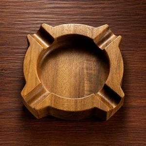 Wooden Customized Desktop <b>Ashtray</b> American Style Minimalist Design Home Use Handcrafted Solid Wood Cigar 4 Slots Walnut Timber - Product Image 2