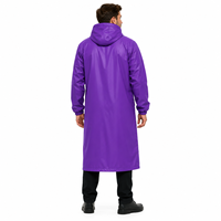 Chaqueta Impermeable Larga para Hombre con Logotipo Personalizado OEM, Capucha, Forro Polar Morado, Resistente al Viento, para Trabajo al Aire Libre