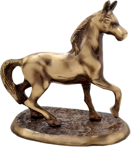 Figura Decorativa de Caballo en Latón Antiguo Pulido Dorado para Oficina y Sala de Estar - Product Image 5