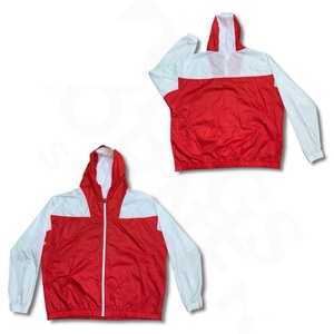 เสื้อแจ็คเก็ตกันลมสีแดงขาว เสื้อวินด์เบรกเกอร์ เสื้อแจ็คเก็ตกันน้ำแบบสั่งทำ เสื้อแจ็คเก็ต Anorak สำหรับผู้ชาย เสื้อผ้าสำหรับกิจกรรมกลางแจ้ง - Product Image 1