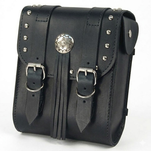 Sac de selle arrière classique pour moto avec clous décoratifs – Bagage de voyage aspect cuir vintage avec franges et conchos pour motard - Product Image 5