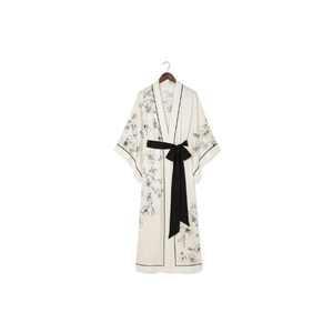 Kaftans longs pour femmes avec détails lacés, imprimé personnalisé, col en V, manches longues, coupe ample, style musulman traditionnel - Product Image 2