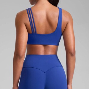 Contrast Color Active Wear Set Halter Sport <b>Bra</b> & Tank Top & V-Waist Pants <b>Open</b> Back Fitness Yoga Wear Workout Suit - Product Image 2