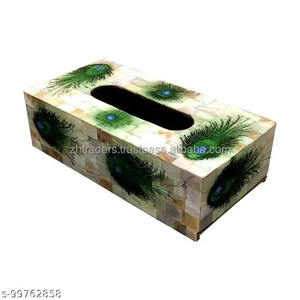 Boîte à mouchoirs artisanale et incrustée de nacre, motifs floraux, fabriquée à la main pour une utilisation décorative haut de gamme dans les maisons et les hôtels - Product Image 1