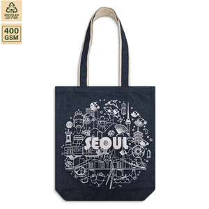 กระเป๋าผ้าเดนิมชายหาด 400 GSM ขนาด 38x41x8 ซม. รับทำโลโก้ตามสั่ง ขายส่ง OEM แบรนด์ส่วนตัว สั่งซื้อจำนวนมาก รุ่น SNC48 ใช้ซ้ำได้ - Product Image 1