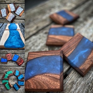 Ensembles de sous-verres en bois et résine naturelle, décoration intérieure durable d'Inde - Product Image 3