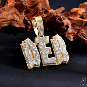 Colgante de Moissanita con Letra/Número y Perla de Agua Dulce, Chapado en Oro de 18K sobre Plata 925, con Engaste de Garra, Inicial Brillante, Regalo Estilo Hiphop - Product Image 4