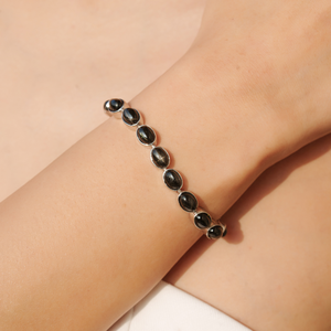 Black Start Gemstone Sleek 925 Sterling Silver Bezel <b>Set</b> Fine Tennis Bracelet For Women's Daily Wear Jewelry Accessories - Product Image 2