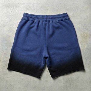 Shorts en molleton dégradé bleu-noir pour homme, broderie chenille, patch lettres, taille élastique avec cordon de serrage, style streetwear décontracté - Product Image 5
