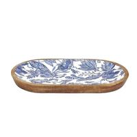 Grand plateau de service en bois émaillé – Plateau décoratif rustique de style farmhouse pour servir des apéritifs, des desserts et des boissons