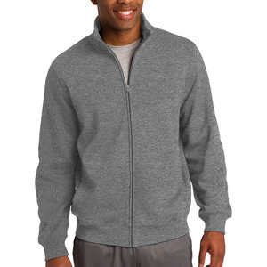 Chaqueta con cremallera gris con logo personalizado para hombre, sudadera de forro polar con cuello alto, chándal liso, ropa deportiva informal, chaqueta de entrenamiento al por mayor - Product Image 1