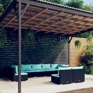 Grand ensemble de salon de jardin modulaire en polyrotin noir - Product Image 1