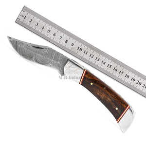 Cuchillo de bolsillo de acero de Damasco al por mayor DD-FK-WH928, hoja afilada hecha a mano con mango de madera exótica, cuchillo EDC para exteriores - Product Image 6