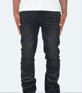 Pantalones Vaqueros Acampanados Personalizados al por Mayor, Estilo Urbano, Lisos, Holgados, Desgastados, Vintage, con Ondas, para Hombre, Talla OEM - Product Image 1