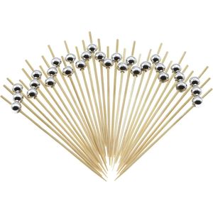 Stuzzicadenti Decorativi in Bambù Argento Perlato da 4,7 Pollici per Cocktail e Antipasti, Ideali per Feste di Natale e Capodanno - Product Image 1