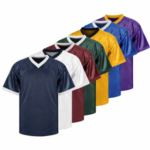 Maillot de football américain personnalisé en maille respirante, séchage rapide, manches courtes, uniforme d'équipe, impression de lettres, col en V, pour homme, printemps-automne - Product Image 1