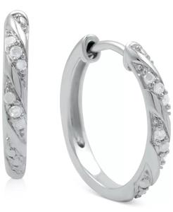 Piccoli orecchini a cerchio di diamanti (1/10 ct. T. w.) in argento Sterling | Macacy's - Product Image 1