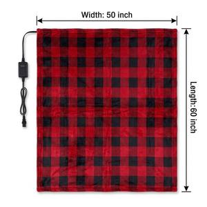 Plaid chauffant réversible en flanelle double couche à carreaux 50*60 pouces, <span class=keywords><strong>4</strong></span> niveaux de chaleur, arrêt automatique après <span class=keywords><strong>4</strong></span> heures, certifié ETL, fournisseur d'usine en gros - Product Image 3