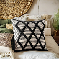 Housse de coussin décorative style marocain Design personnalisé Housse de coussin d'oreiller tissée Chanvre naturel 45x45 CM Carré pour la maison