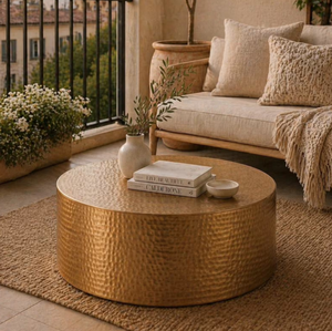 Mesa de Centro Redonda Moderna con Diseño de Tambor Martillado, Mueble Decorativo para Sala de Estar, Salón, Hotel, Venta al por Mayor - Product Image 6