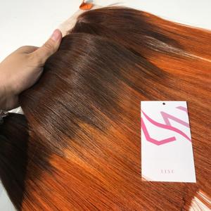Venta al por mayor 100% Paquete de pelo crudo vietnamita hueso de alta calidad recto para Ombre marrón naranja Super calidad extensiones de cabello humano - Product Image 5