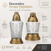 Lanterne funéraire en verre en gros avec croix en relief, lanterne décorative pour cimetière, Jour des Saints, Znicz Szklany Grave Candle