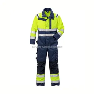 Özel Logo endüstriyel Hi Vis yansıtıcı Anti yangın pamuk Fr güvenlik genel fabrika inşaat iş üniforma iş tulumu