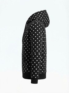 เสื้อฮู้ดซิปมีลายจุดสีดำ ผ้าฟลีซ ทรงปกติ สไตล์ลำลอง สตรีทแวร์ - Product Image 3