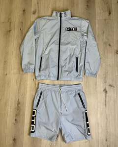 Men's 2-Piece Custom Printed Streetwear Windbreaker Shorts and <b>Jacket</b> Set Waterproof Contrast Color Summer Wear - Product Image 1